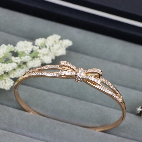 Rose Gold Bow Design Bangle with Sparkling Crystals, XPBL0573 - Picture 10 of 10